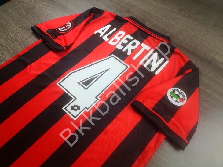 [Retro] - เสื้อฟุตบอล ย้อนยุค Ac Milan Home เอซี มิลาน เหย้า ปี 1996/97 อาร์ม CALCIO 4 ALBERTINI - 01