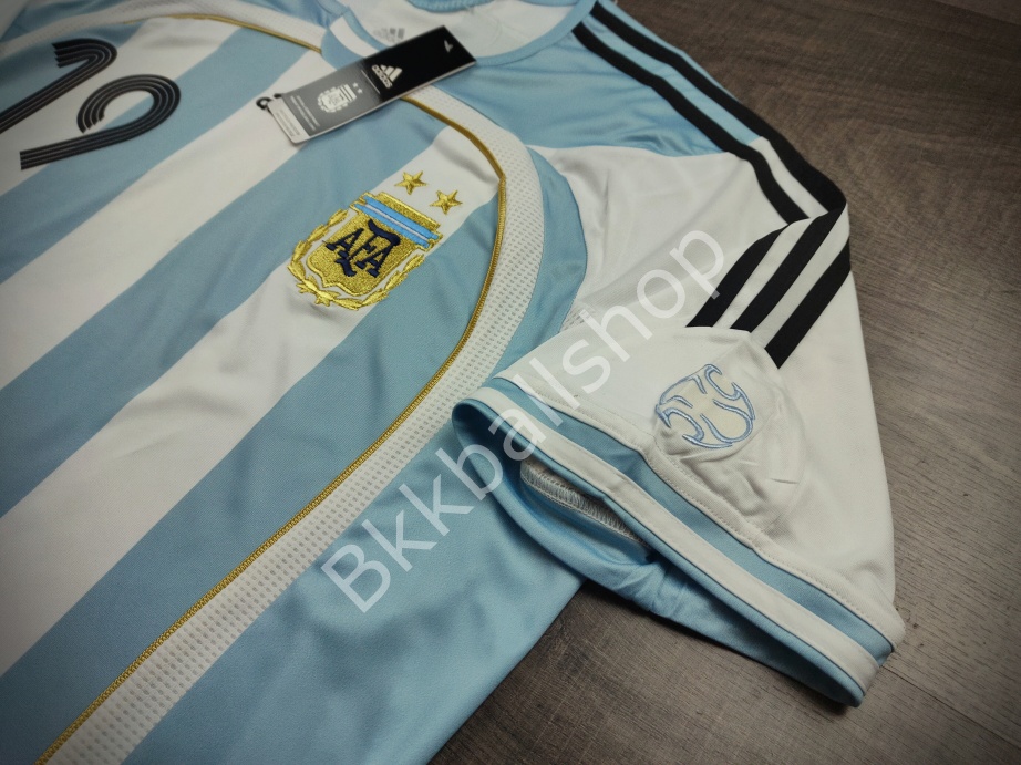 [Retro] - เสื้อฟุตบอล ย้อนยุค ทีมชาติ Argentina Home อาร์เจนติน่า เหย้า ฟุตบอลโลก ปี 2006 เบอร์ชื่อ 19 MESSI - 04