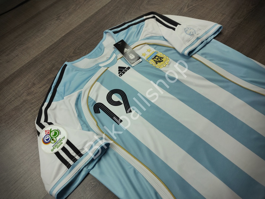 [Retro] - เสื้อฟุตบอล ย้อนยุค ทีมชาติ Argentina Home อาร์เจนติน่า เหย้า ฟุตบอลโลก ปี 2006 เบอร์ชื่อ 19 MESSI - 02