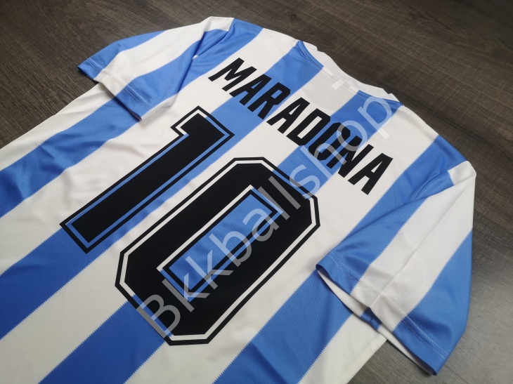[Retro] - เสื้อฟุตบอล ย้อนยุค ทีมชาติ Argentina Home อาร์เจนติน่า เหย้า ฟุตบอลโลก ปี 1986 เบอร์ชื่อ 10 MARADONA - 01